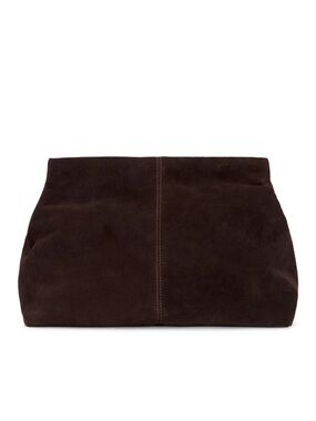 BNWOT Flattered Clay Clutch Suede Chocolate